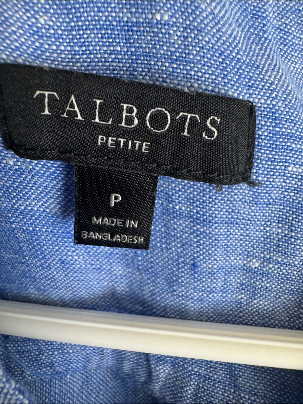 Talbots Petite P 100% Linen Blue Popover Tunic Roll Tab Side Button - Picture 4 of 5